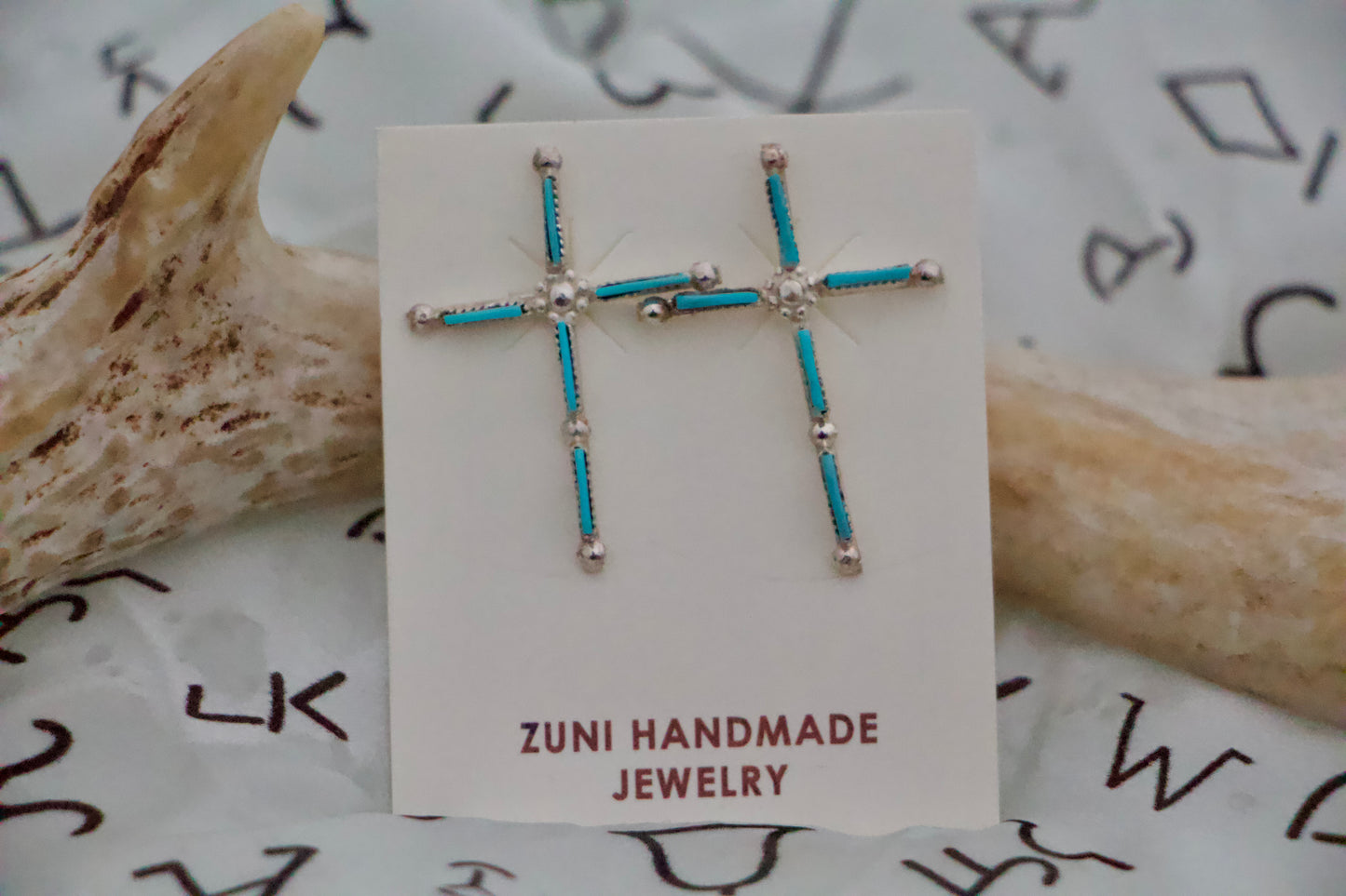Native Zuni Cross Earrings